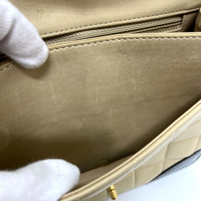 Chanel Shoulder Bag Bicolor Choco Bar Leather Beige