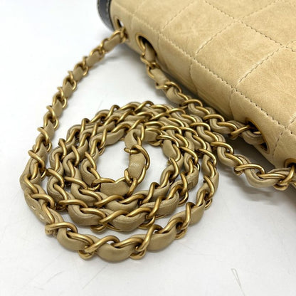 Chanel Shoulder Bag Bicolor Choco Bar Leather Beige