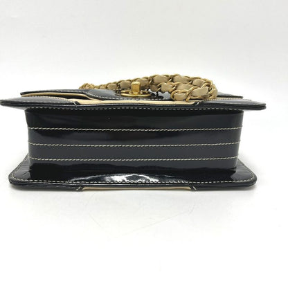 Chanel Shoulder Bag Bicolor Choco Bar Leather Beige