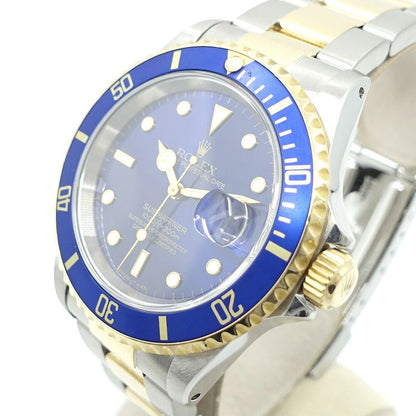 Rolex Submariner Date T Number Blue Ss YG Combination Watch Polished
