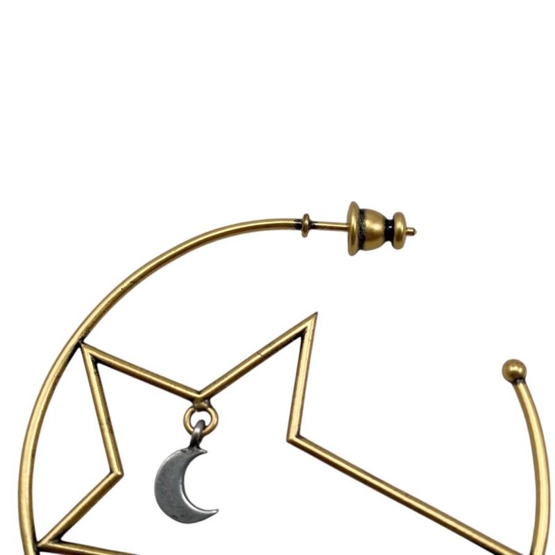Dior Hoop Earrings Star Moon Crescent Logo Gold