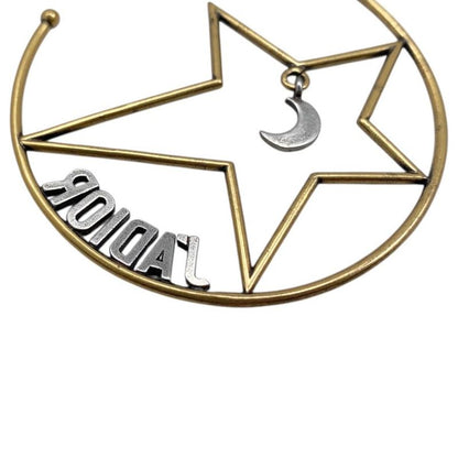 Dior Hoop Earrings Star Moon Crescent Logo Gold