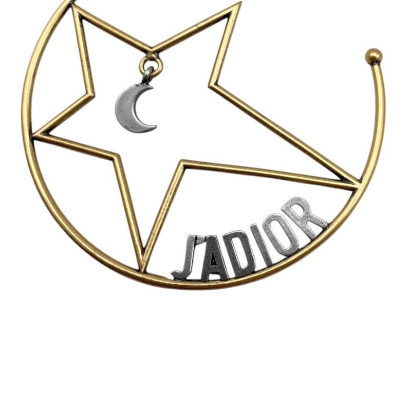 Dior Hoop Earrings Star Moon Crescent Logo Gold