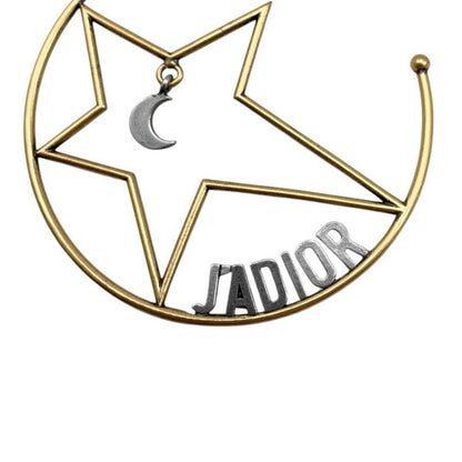Dior Hoop Earrings Star Moon Crescent Logo Gold