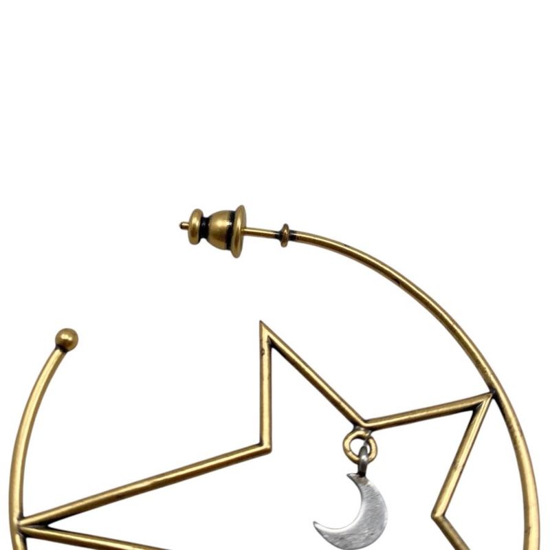 Dior Hoop Earrings Star Moon Crescent Logo Gold
