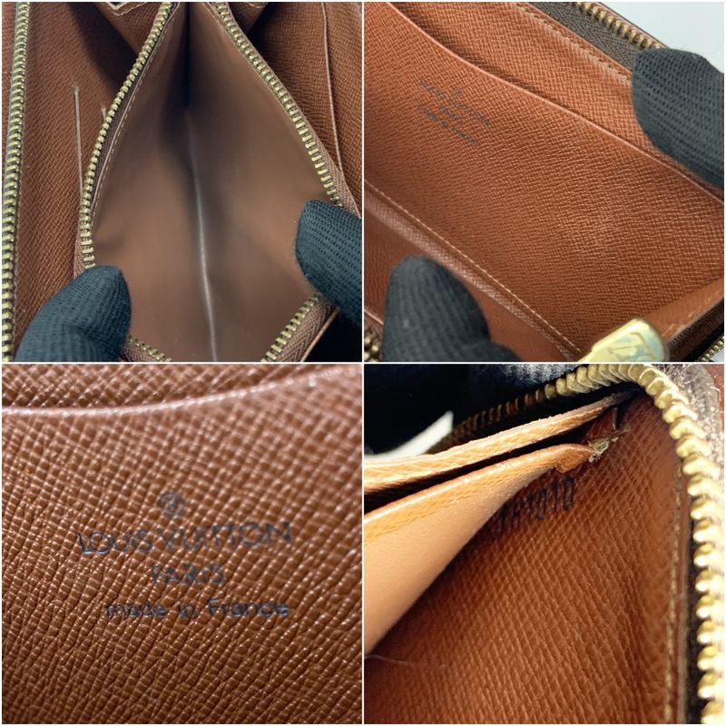 Louis Vuitton Monogram Porte-Monnaie Zip Around Wallet Brown