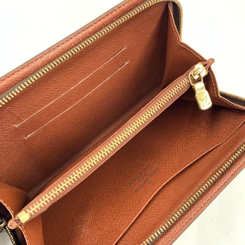 Louis Vuitton Monogram Porte-Monnaie Zip Around Wallet Brown