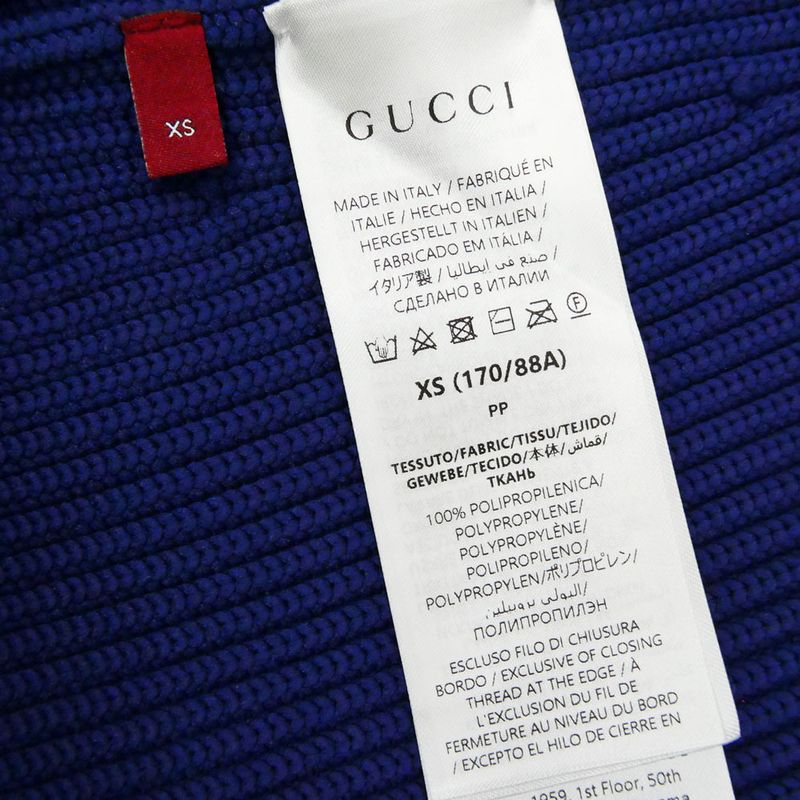 Gucci Chunky V-neck Knit Navy XS Polypropylene Long Sleeve Sweater
