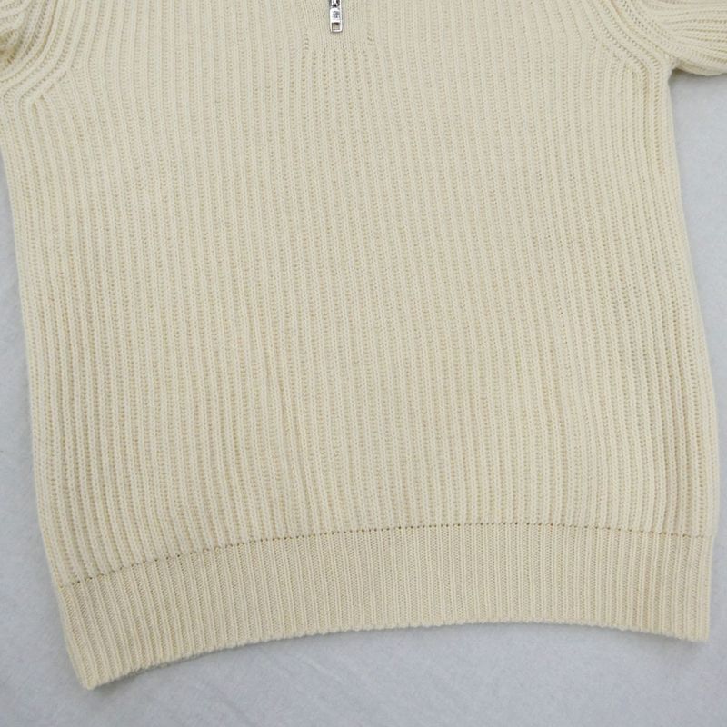 Gucci Wool Zipper Web Striped Knit Cream XS Long Sleeve Sweater