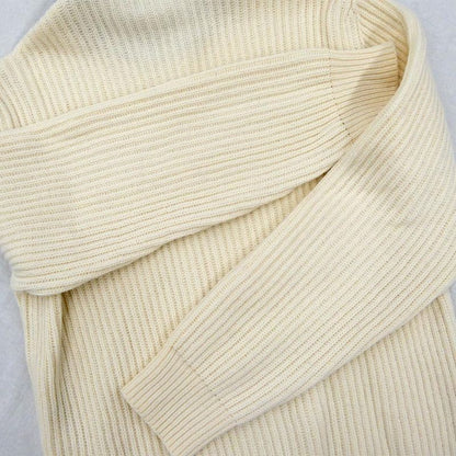 Gucci Wool Zipper Web Striped Knit Cream XS Long Sleeve Sweater