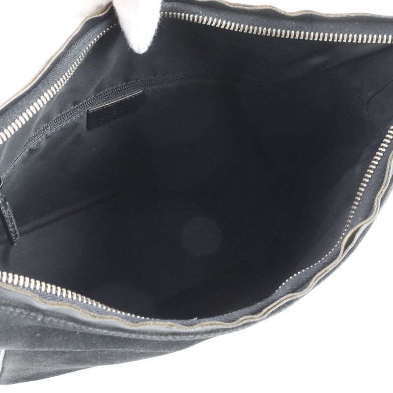 Gucci Suede 001 Leather Shoulder Bag Hand Black
