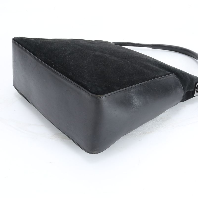 Gucci Suede 001 Leather Shoulder Bag Hand Black