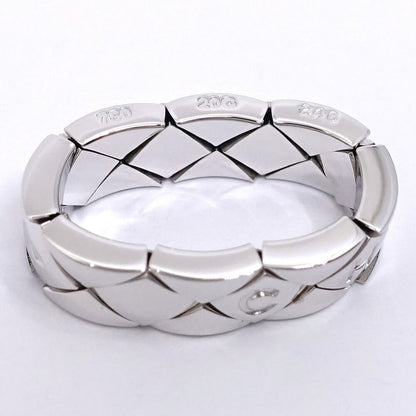 Chanel 18k White Gold Quilted Ring Logo Bullion Polished