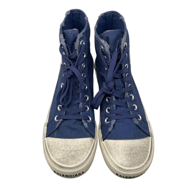 Balenciaga Sneakers Paris High Cut 41 Distressed Canvas Logo Blue White