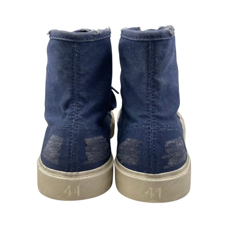 Balenciaga Sneakers Paris High Cut 41 Distressed Canvas Logo Blue White