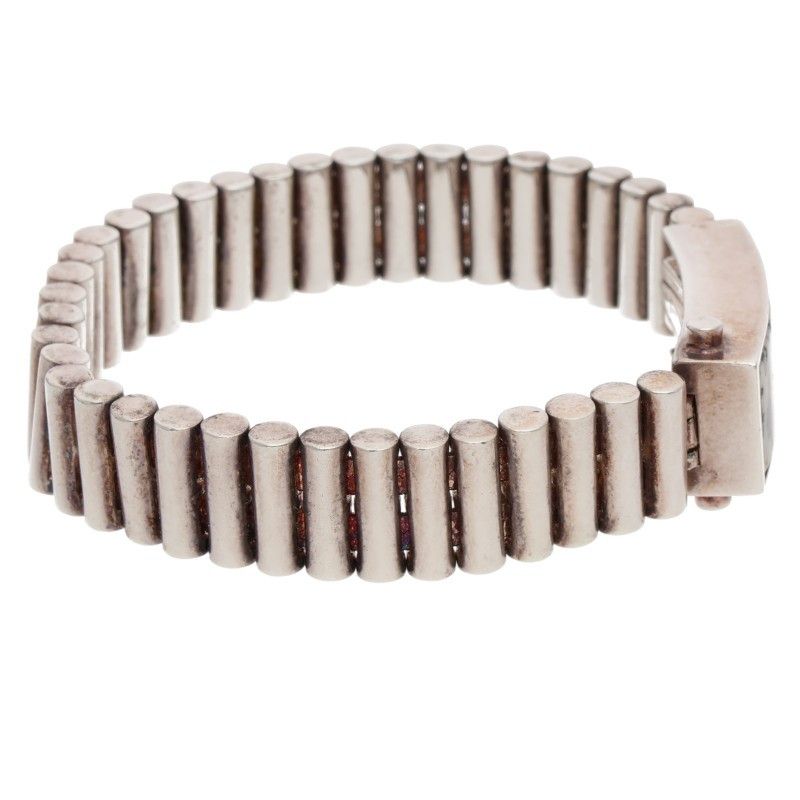 Bottega Veneta Dalmatian Stone Silver Bracelet XS