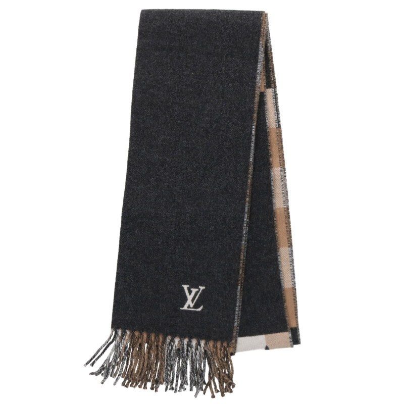 Louis Vuitton Wool Cashmere Blend Monogram Check Scarf
