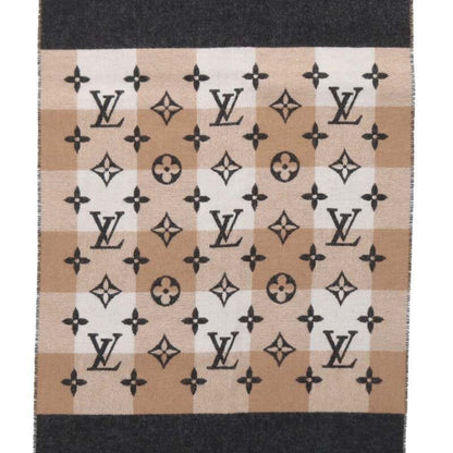 Louis Vuitton Wool Cashmere Blend Monogram Check Scarf