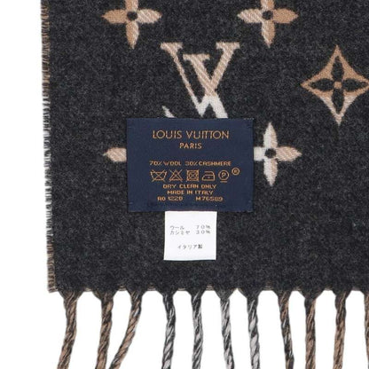 Louis Vuitton Wool Cashmere Blend Monogram Check Scarf