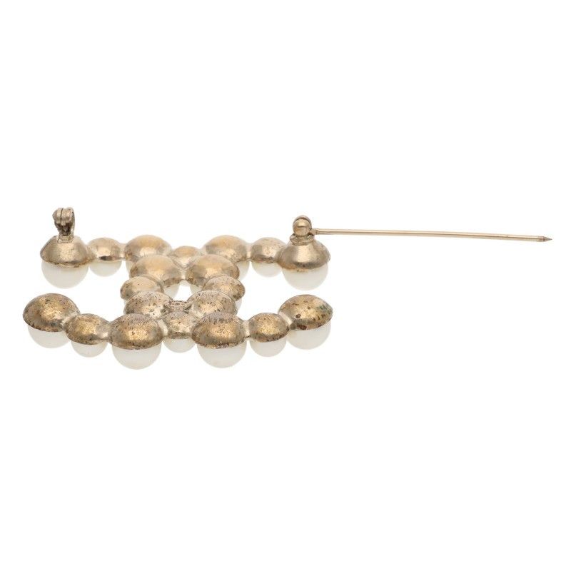 Chanel CC Logo Faux Pearl Brooch