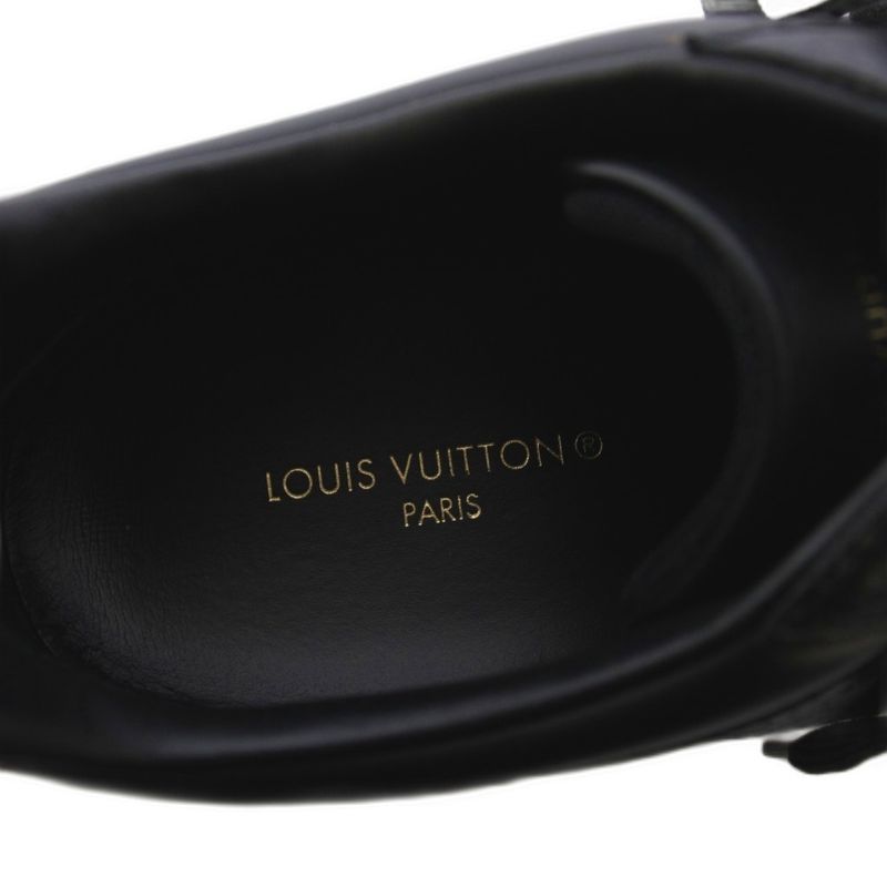 Louis Vuitton Luxembourg Line Monogram Eclipse Sneakers Shoes Leather 7 Black YT