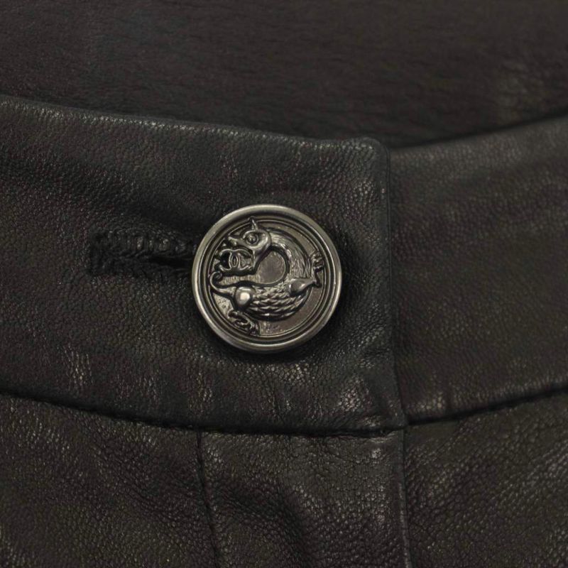 Chanel Lambskin Camellia Leather Pants Black