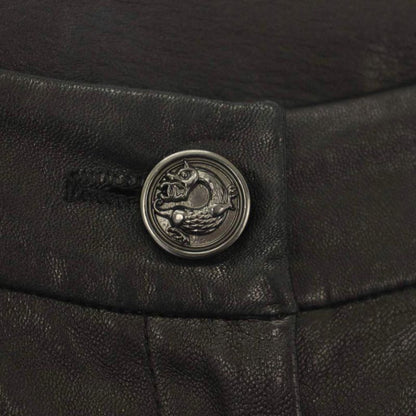 Chanel Lambskin Camellia Leather Pants Black