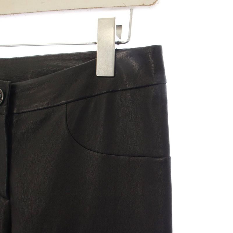 Chanel Lambskin Camellia Leather Pants Black