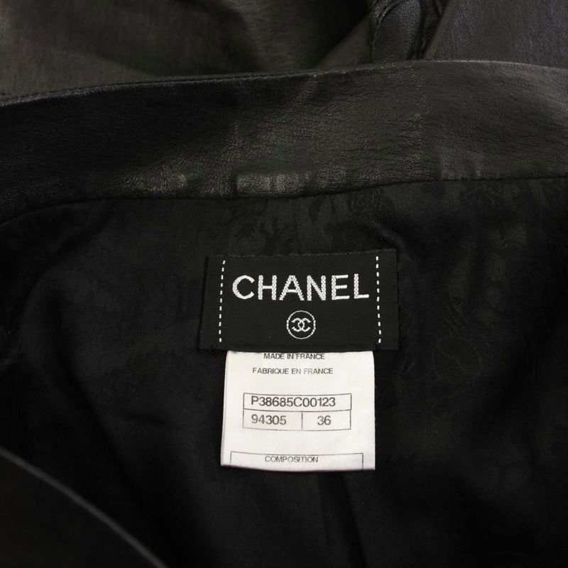 Chanel Lambskin Camellia Leather Pants Black