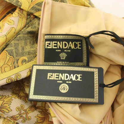 Fendi Fendace Jersey Midi Dress Long Sleeve 38 Gold