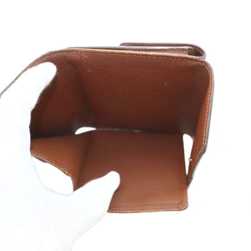 Louis Vuitton Portefeuille Elise Wallet Bifold Coin Purse Monogram Pattern Brown