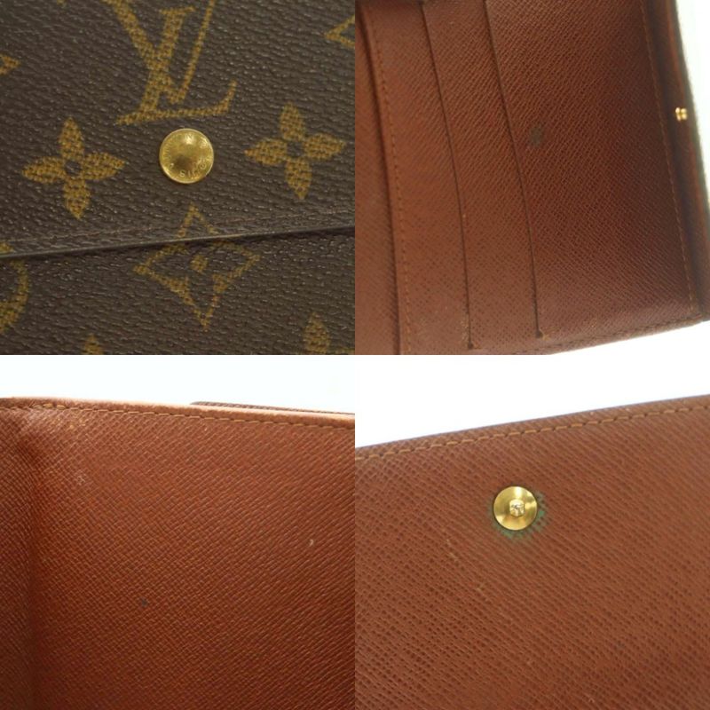 Louis Vuitton Portefeuille Elise Wallet Bifold Coin Purse Monogram Pattern Brown