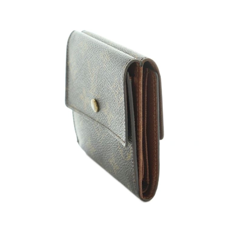 Louis Vuitton Portefeuille Elise Wallet Bifold Coin Purse Monogram Pattern Brown