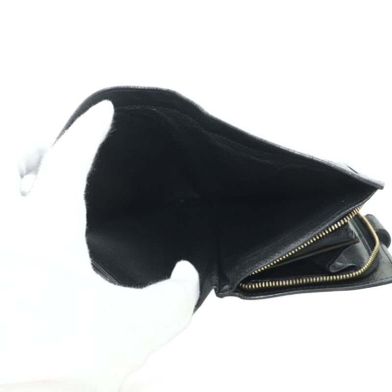Bottega Veneta Intrecciato Wallet Bifold Coin Purse Leather Black