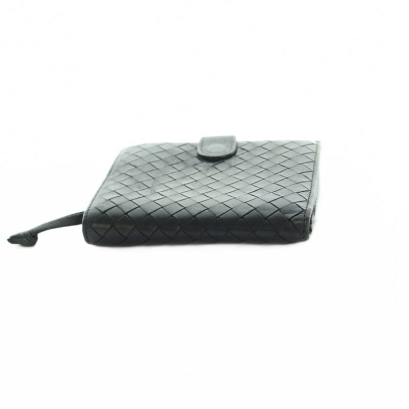 Bottega Veneta Intrecciato Wallet Bifold Coin Purse Leather Black
