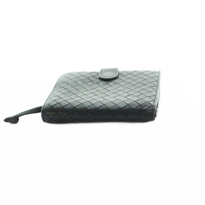 Bottega Veneta Intrecciato Wallet Bifold Coin Purse Leather Black