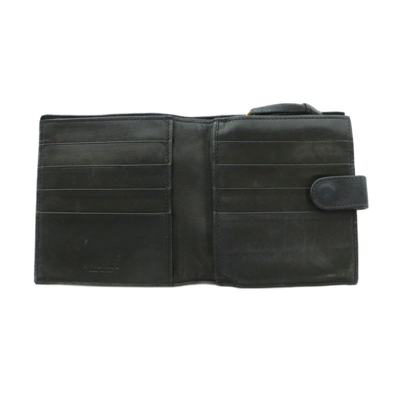 Bottega Veneta Intrecciato Wallet Bifold Coin Purse Leather Black