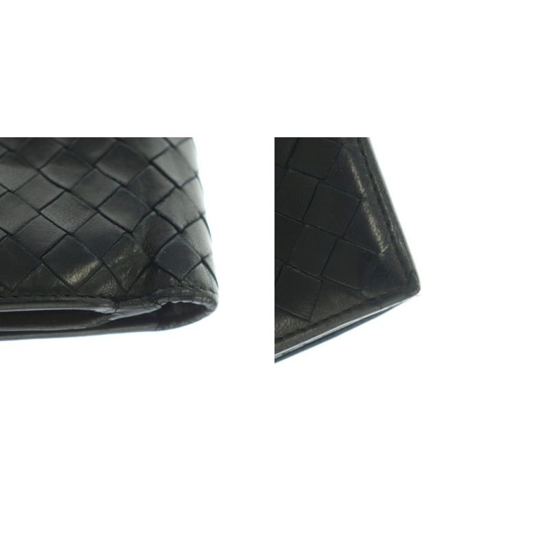 Bottega Veneta Intrecciato Wallet Bifold Coin Purse Leather Black