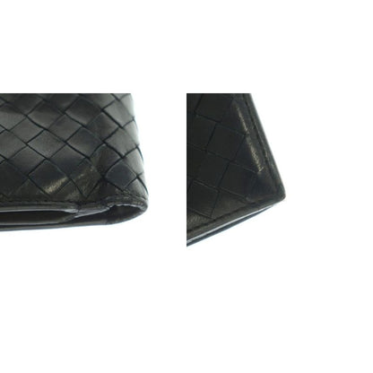 Bottega Veneta Intrecciato Wallet Bifold Coin Purse Leather Black