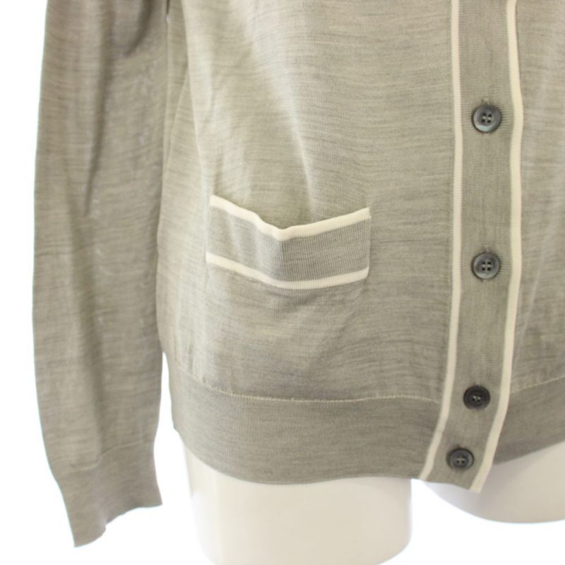 Prada Silk Knit Cardigan Long Sleeve Logo 36 Gray