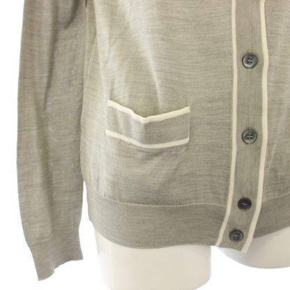 Prada Silk Knit Cardigan Long Sleeve Logo 36 Gray