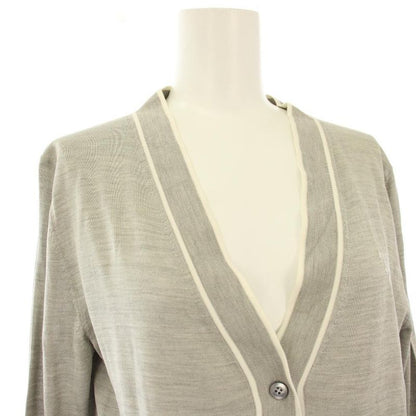 Prada Silk Knit Cardigan Long Sleeve Logo 36 Gray
