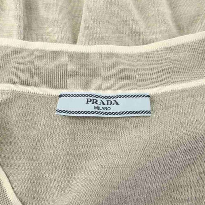 Prada Silk Knit Cardigan Long Sleeve Logo 36 Gray