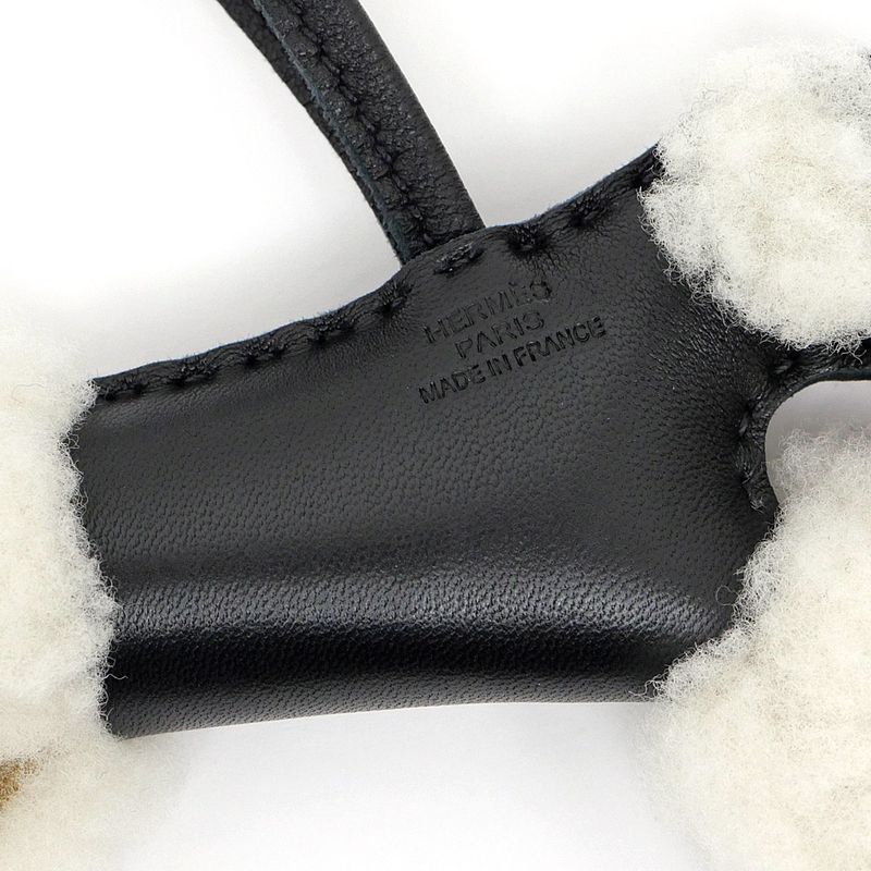 Hermes Buddy Charm BK Black WH White Mouton Agno Milo Bag Dog