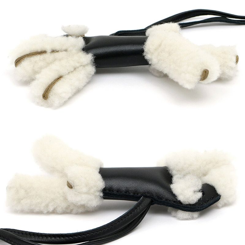 Hermes Buddy Charm BK Black WH White Mouton Agno Milo Bag Dog