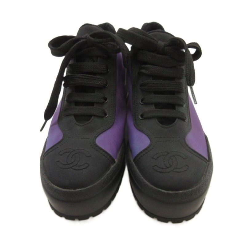 Chanel CC Logo Thick Sole Sneakers Purple 36