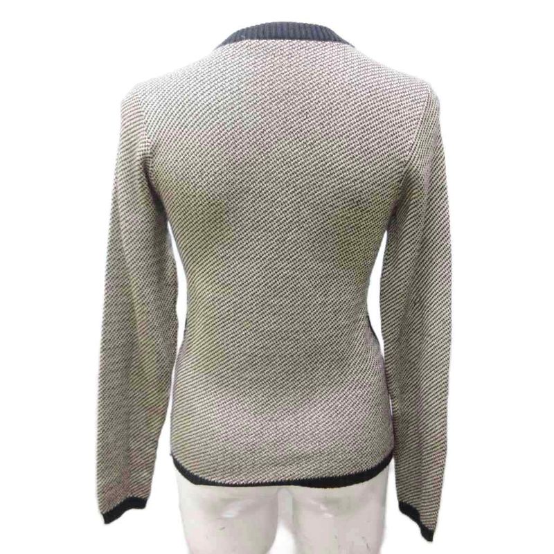 Dior Tricots Oblique Knit Sweater Logo Pattern Crew Neck Long Sleeve 42 M Beige