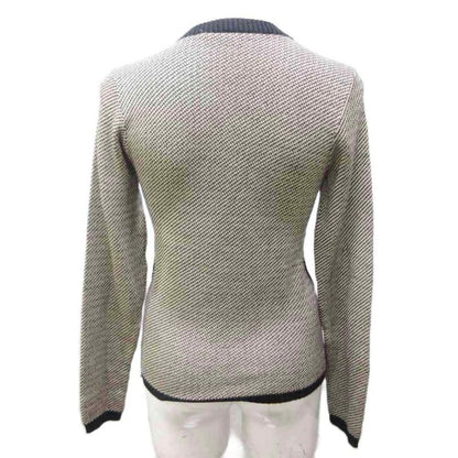 Dior Tricots Oblique Knit Sweater Logo Pattern Crew Neck Long Sleeve 42 M Beige