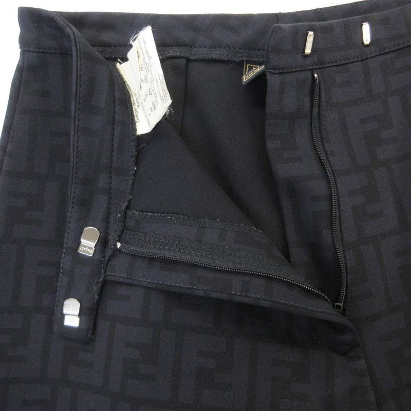 Fendi Jeans Zucca Pattern Stretch Pants Jersey Logo Straight High Waist 42 M