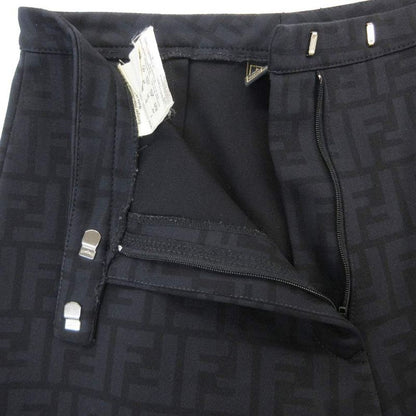 Fendi Jeans Zucca Pattern Stretch Pants Jersey Logo Straight High Waist 42 M